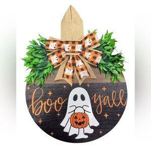 Halloween Ghost Door Hanger with Bow NWOT